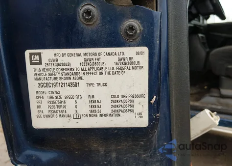 2002 Chevrolet Silverado 1500 Ls from USA, damaged, VIN 2GCEC19T121143501